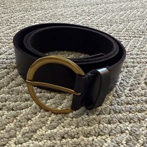 Frye Black Belt with Brass Buckle
